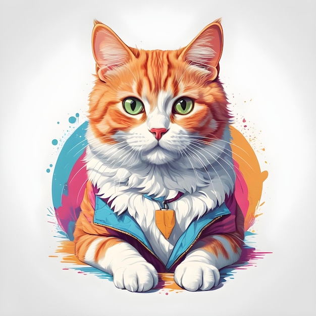 Fashionable Orange Cat with Jacket Illustration