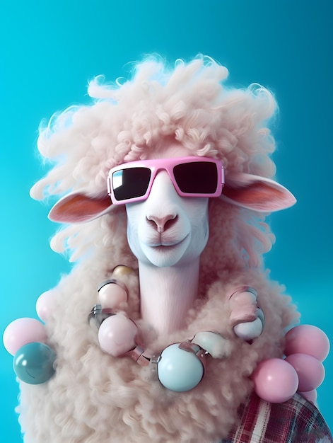 Fashionable sheep with sunglasses AI generated