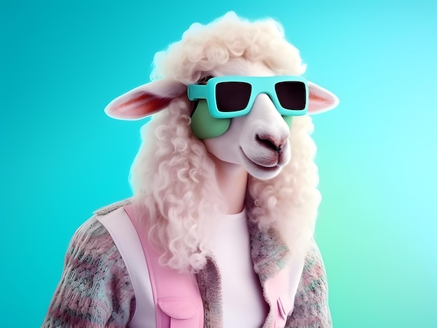 Fashionable sheep with sunglasses AI generated