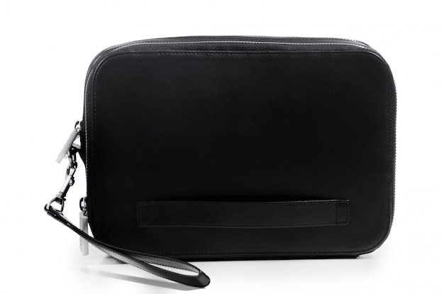 Photo fashionable stylish black leather man's purse