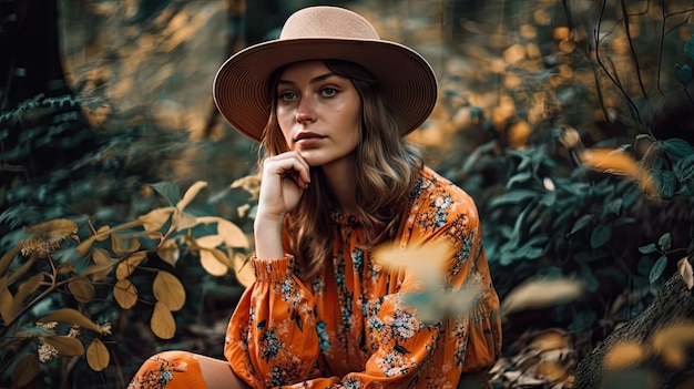 Fashionable Woman Enjoying Nature