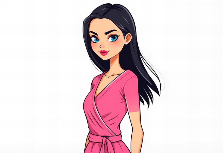 Photo fashionable woman wearing a pink wrap dress