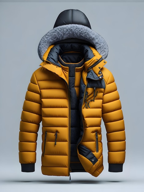 Fashionable yellow men winter jacket mockup