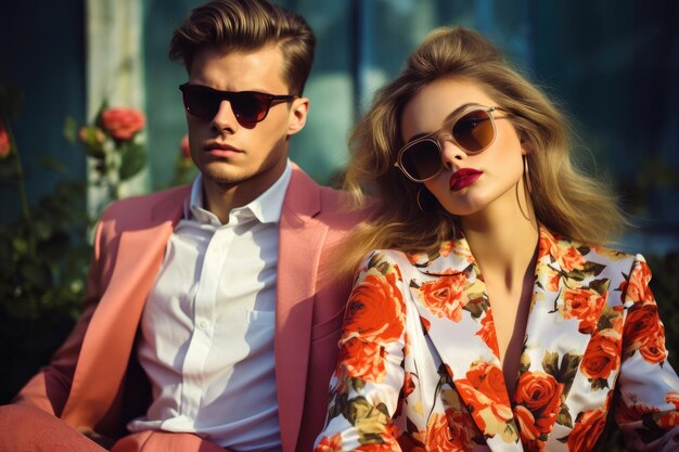 Fashionable young man and woman outdoors