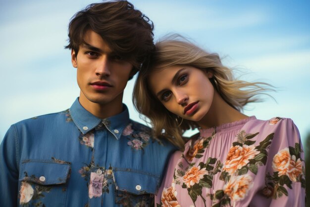 Fashionable young man and woman outdoors