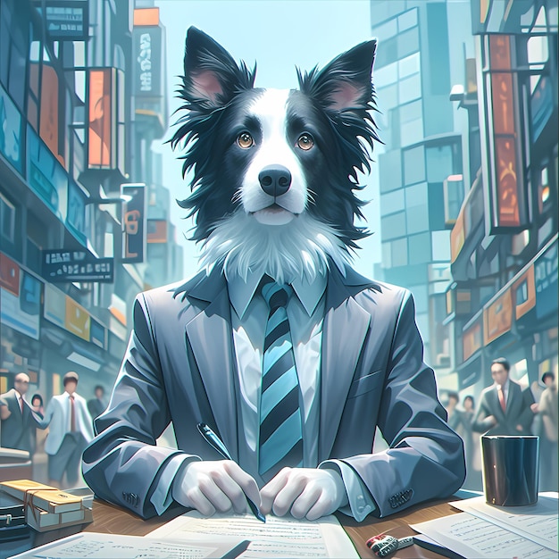 FashionForward Canine Border Collie in a Chic Suit