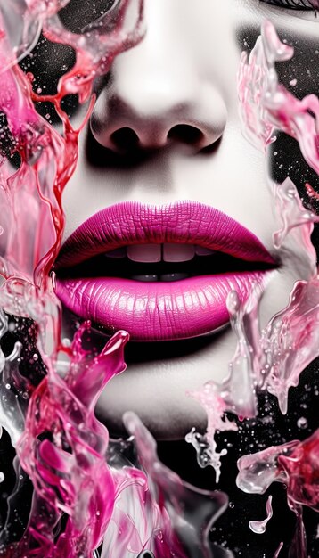 Fashionista's Allure Closeup Mouth Fashion Model Accessories Крупный план MixedMedia