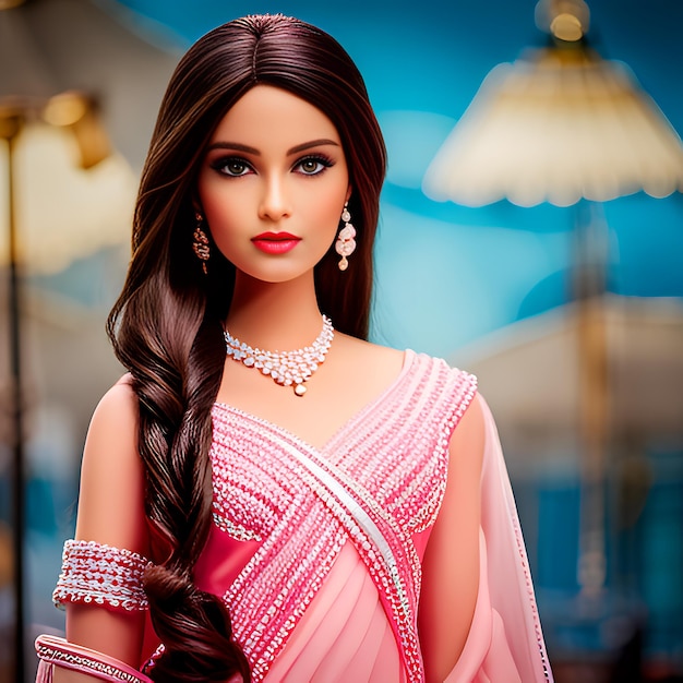 Fashions girl with ornaments and brown hair colour