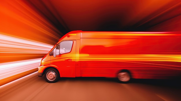 Fast delivery van on abstract fast motion blur background Generative AI