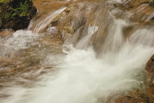 Fast flowing water in the mountain river