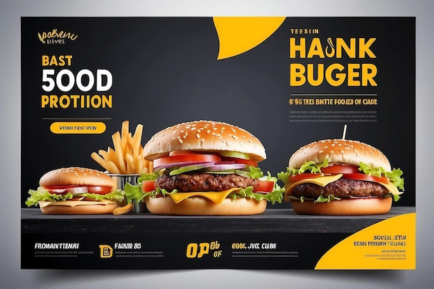 Fast food business promotion web banner template design Restaurant healthy burger