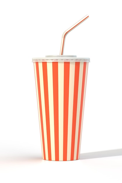 Fast food cola drink cup and drinking straw