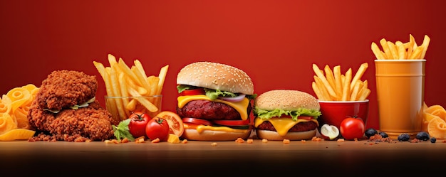 Fast food design banner template AI Generated