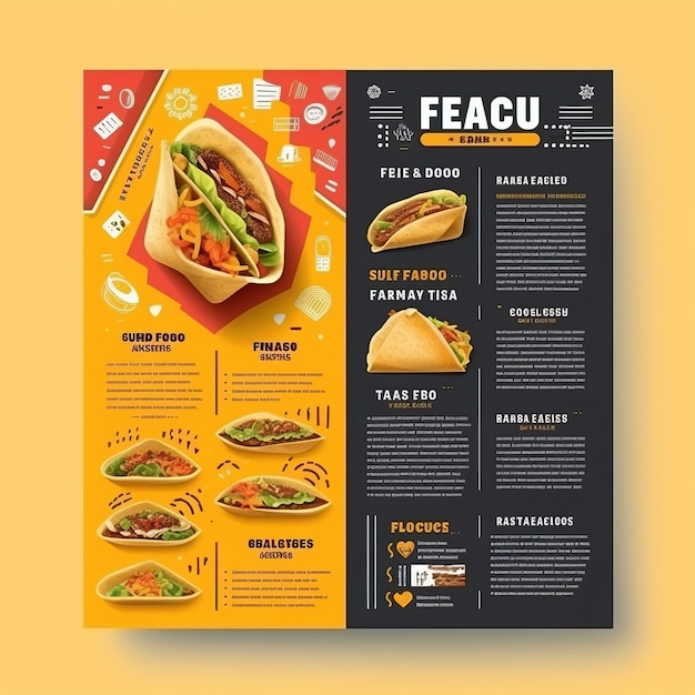 Foto fast food flyer poster opuscolo brochure copertina modello di layout design in formato a4 ai generato