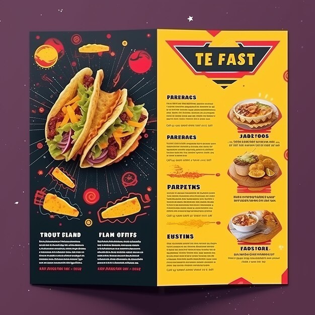 Foto fast food flyer poster opuscolo brochure copertina design layout template in dimensione a4 ai generato