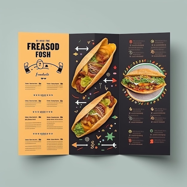 Photo fast food flyer poster pamphlet brochure cover design layout template in a4 size ai generated