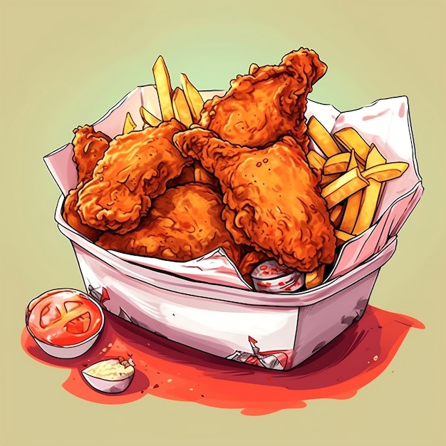 Photo fast food fried chicken generative ai