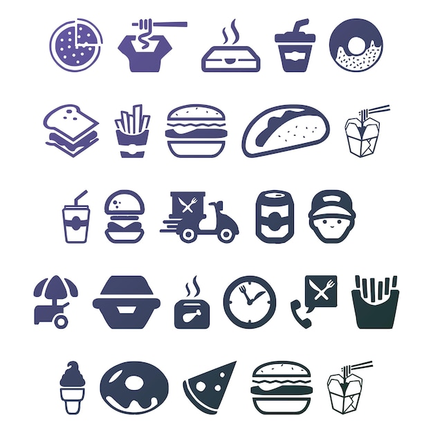 Photo fast food icons set items gradient effect photo jpg vector set