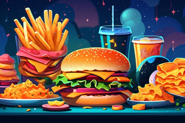 Foto disegno del fast food