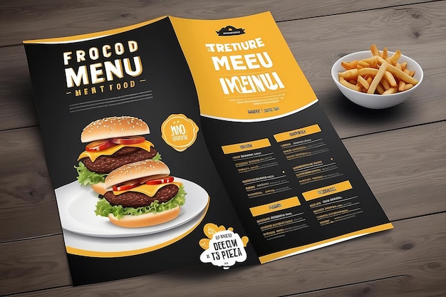 Fast food menu brochure design vector template in A4 size flyer baner and Layout Design food concept