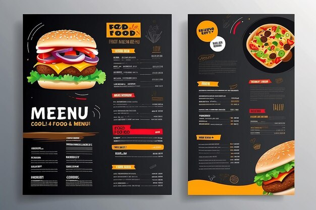 Fast food menu brochure design vector template in A4 size flyer baner and Layout Design food concept