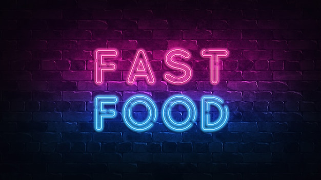 Photo fast food neon sign. modern design.