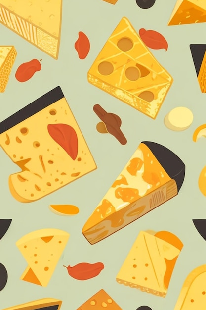fast food pattern cheese graphic flat colors delicate palette professional