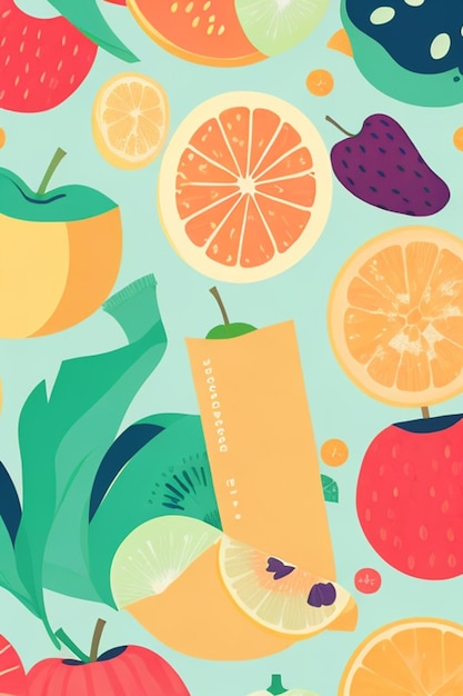 Fast food pattern fruit graphic flat colors delicate palette professional