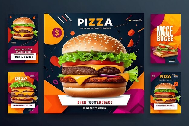 Photo fast food restaurant business marketing social media post or banner template design