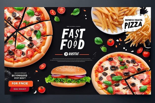 Fast food restaurant business marketing social media post or web banner template design