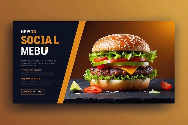 Photo fast food restaurant menu social media marketing web banner template design