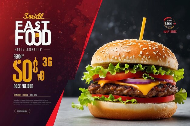 Menu di fast food social media marketing web banner modello di progettazione