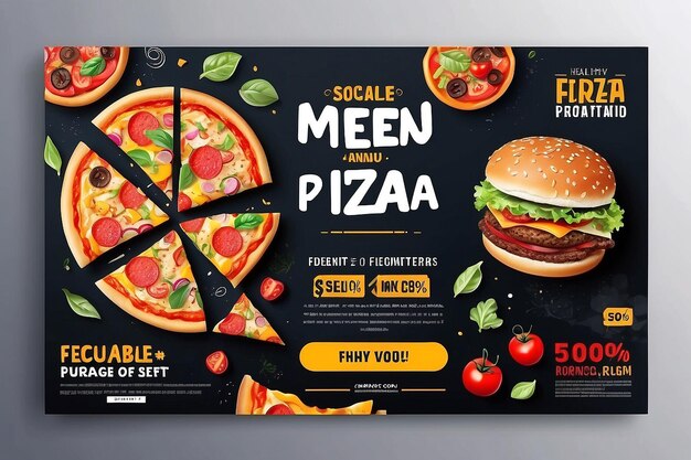 Foto menu di fast food social media marketing web banner modello di progettazione