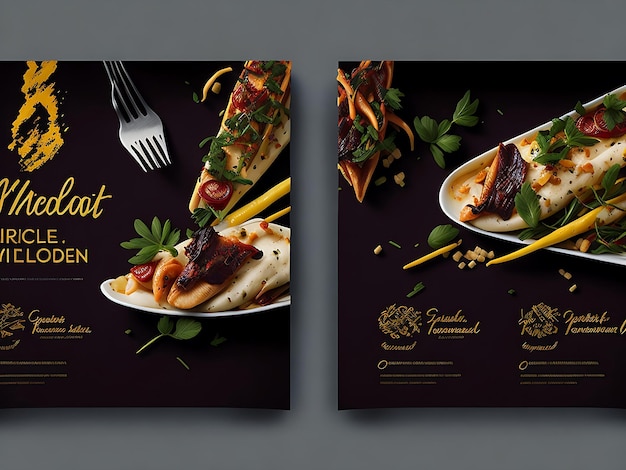 Меню ресторана быстрого питания маркетинг в социальных сетях дизайн шаблона веб-баннера