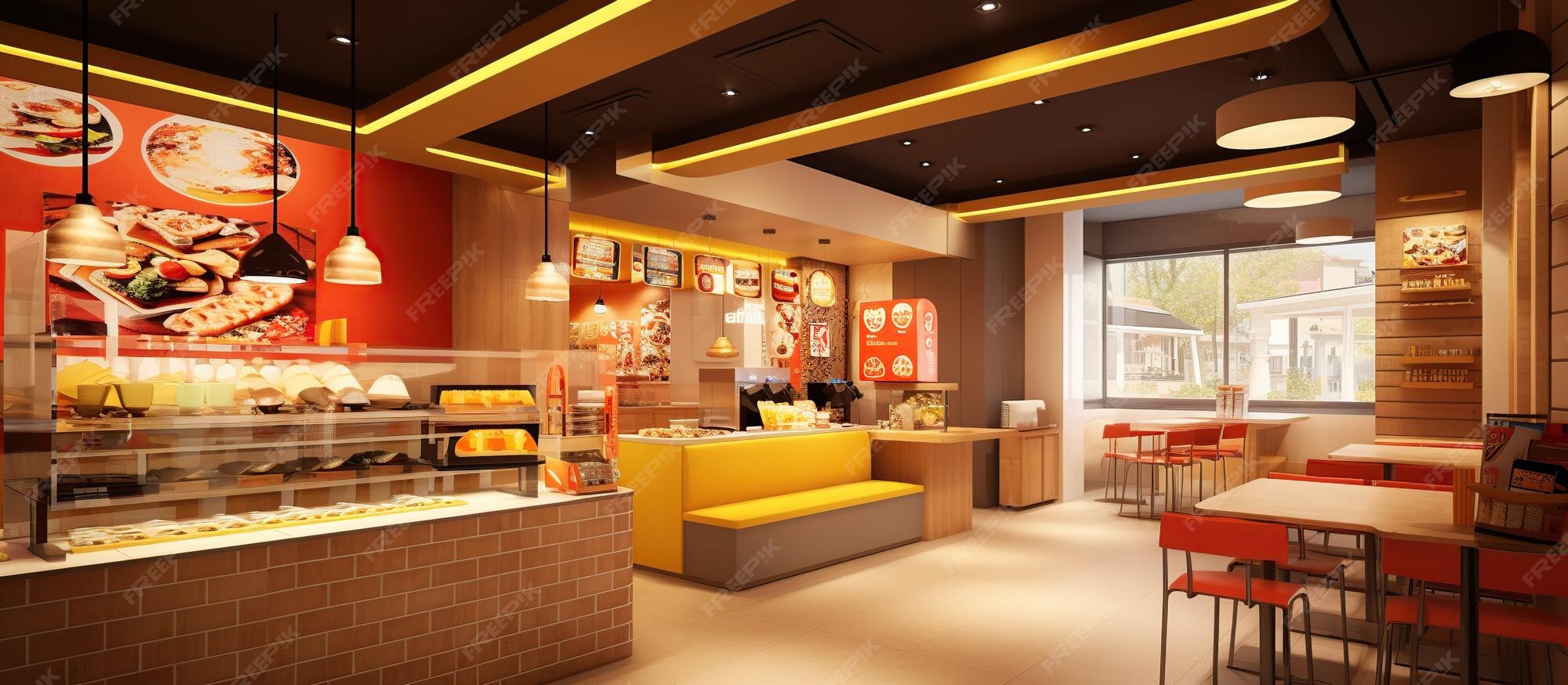 Premium AI Image | Fast food restaurant shop store interior design with