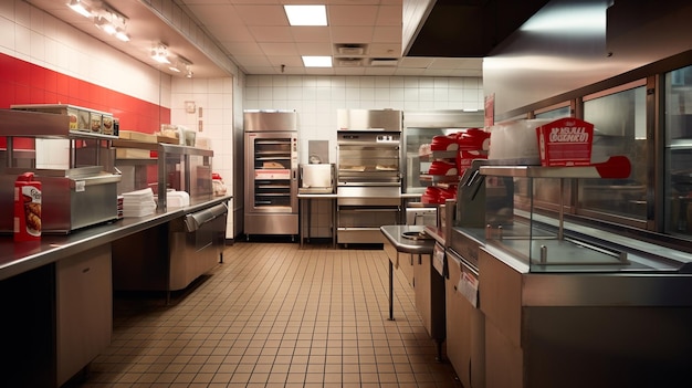 fast food restaurant with cooking equipment