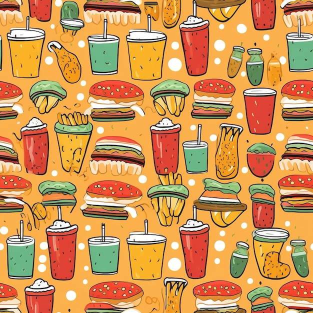 Photo fast food seamless pattern