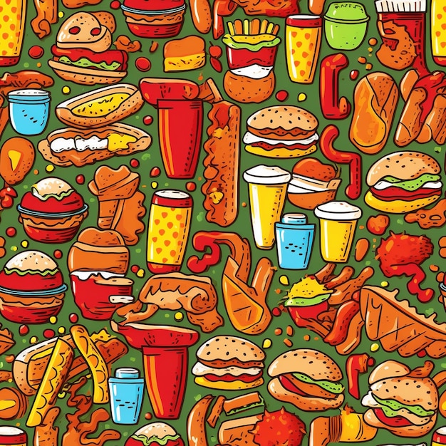 fast food seamless pattern