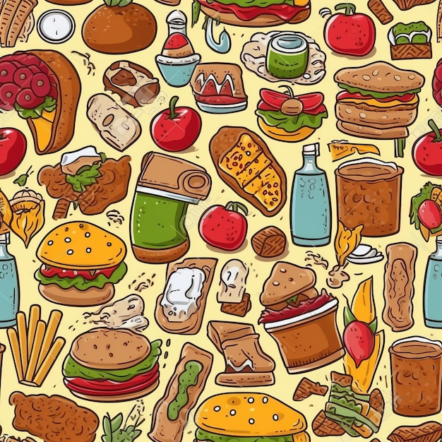 Photo fast food seamless pattern