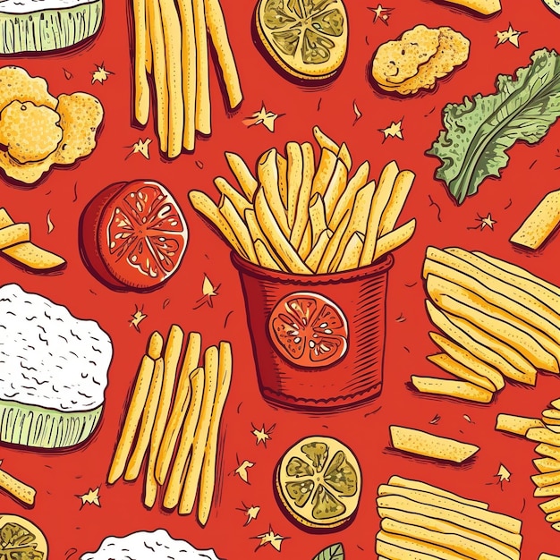 Photo fast food seamless pattern