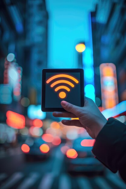 Foto connettività wi-fi veloce a internet con reti wireless ad alta velocità che consentono una navigazione senza interruzioni e una comunicazione per attività e produttività online efficienti