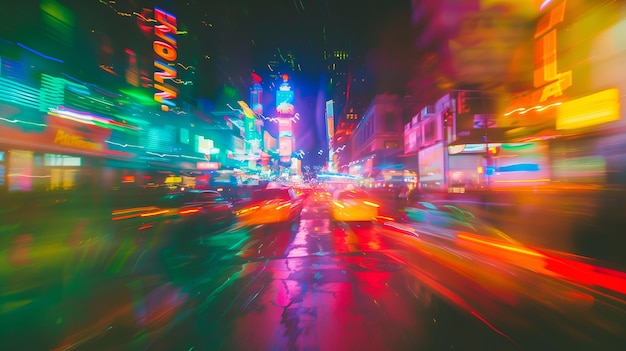 Foto luci di veicoli colorati che si muovono velocemente sulla strada di una città