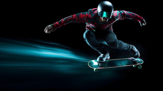 スケートボードをしているスケートボード選手の速い画像
