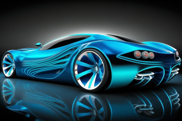 Fast and powerful blue super car concept Generative ai illustration