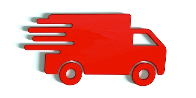 Photo fast shipping delivery truck icon 3d illustration