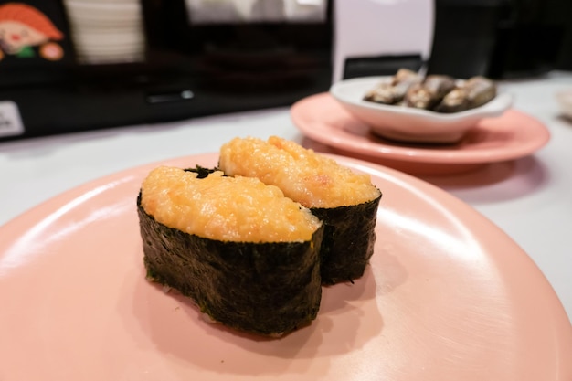 Fast sushi on a plate