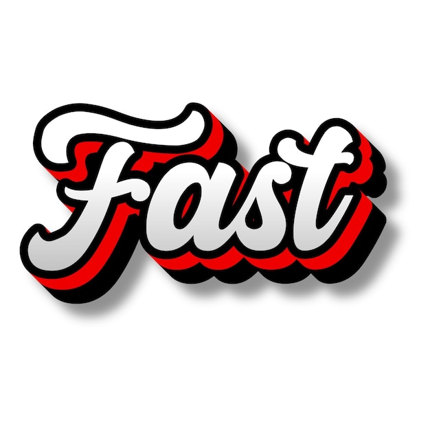 Fast Text 3D Silver Red Black White Background Photo JPG