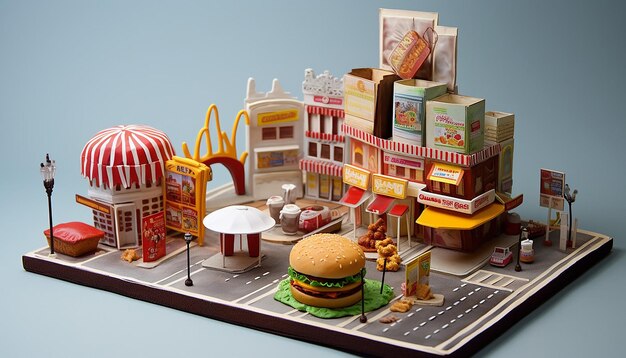 Fastfood 3d miniature