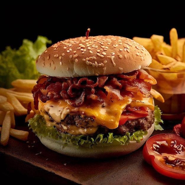 fastfood burger realistische 3d gerenderde fijne fotografie