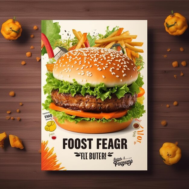 Fastfood Flyer poster pamflet brochure cover design layout sjabloon in A4 grootte Ai gegenereerd